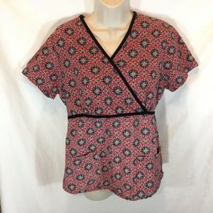 SB Scrubs Sz S Womens Top Shirt Black Red White 10